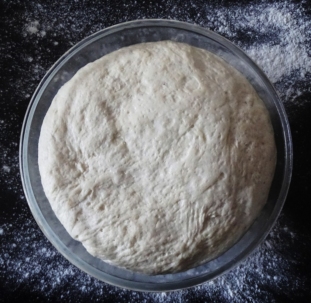 Fresh Bread Dough, bowl, on black back ground