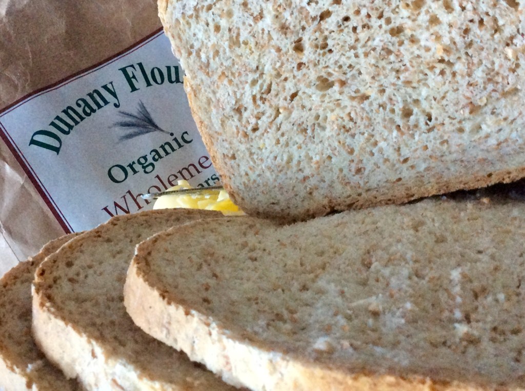 Wholemeal bread sliced, bag of flour