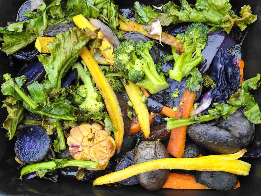 Roasted winter roots, cannellini bean hummus & collard green wrap with celeriac & harissa hummus