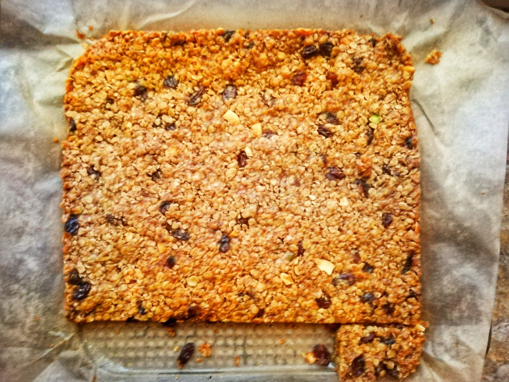 Slab of flapjack, parchment
