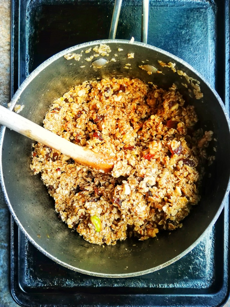 Blending the mix for flapjacks