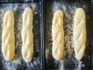 Sourdough baguettes ready for the oven