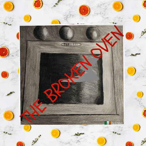 sketch of broken oven, logo