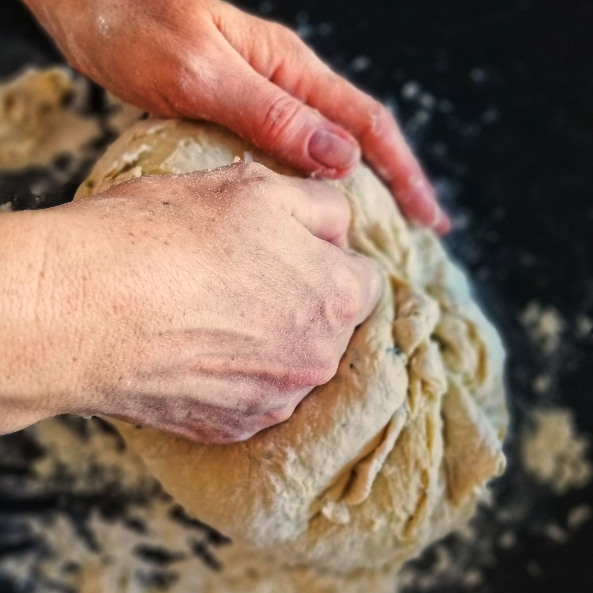 Food photography,Hand kneading bread dough