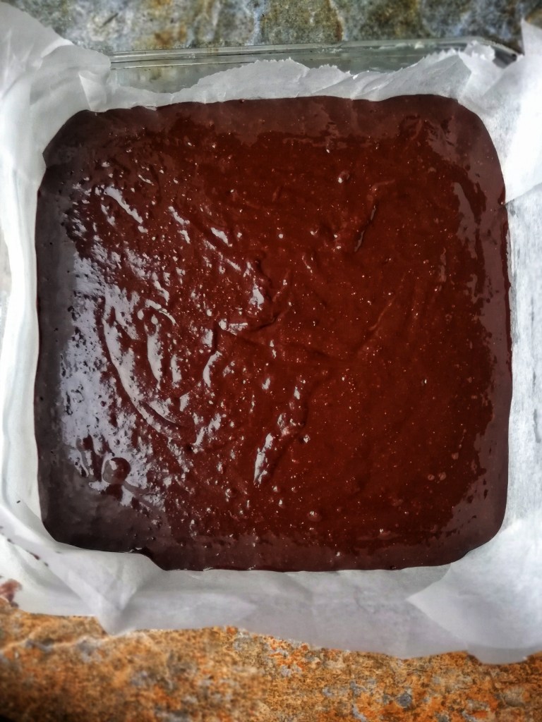 Truffle brownie mix, Pyrex dish
