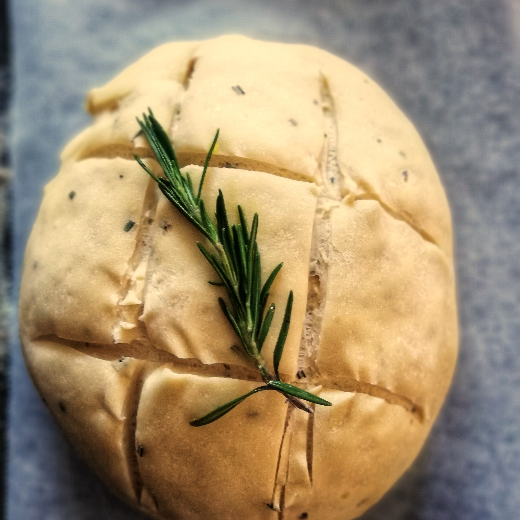 Food photography, rosemary garlic dough, ready for the oven