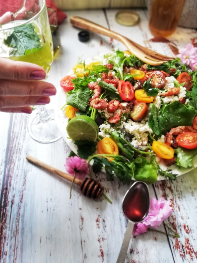 Seasonal leaves, sheep's milk ricotta, Smoky bacon lardons