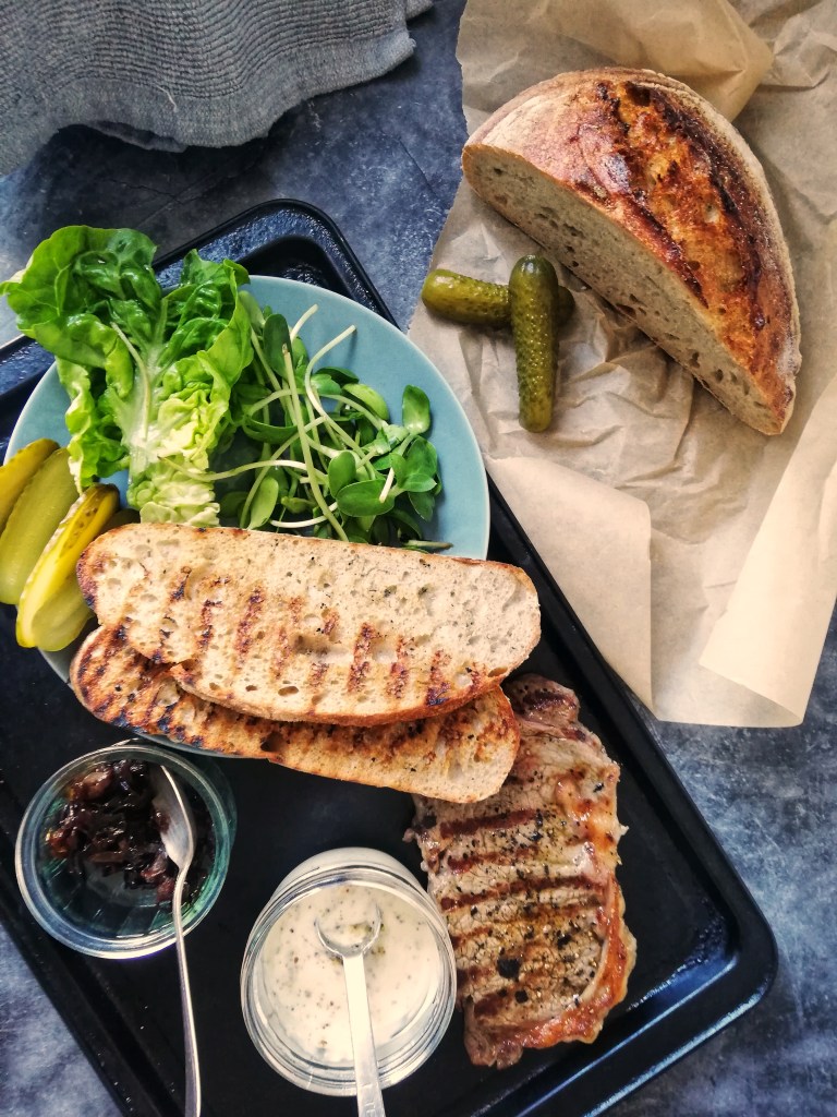 Food photography, Ingredients for the steak sandwich