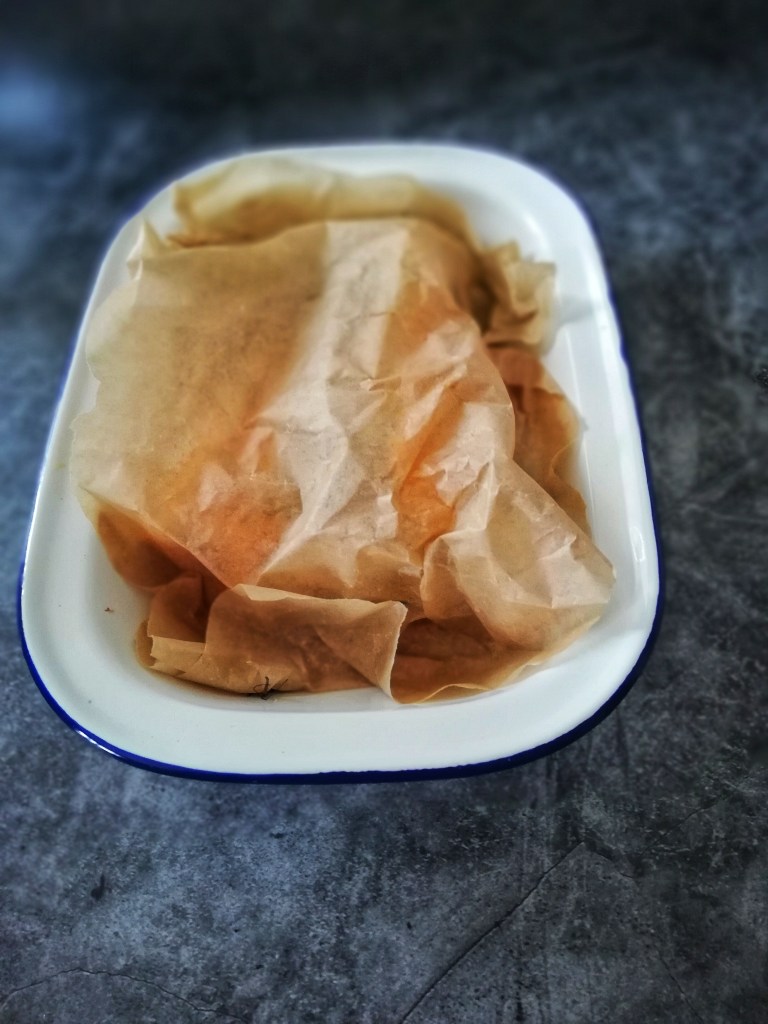 Food photography, Squash ready for the oven, enamel pan