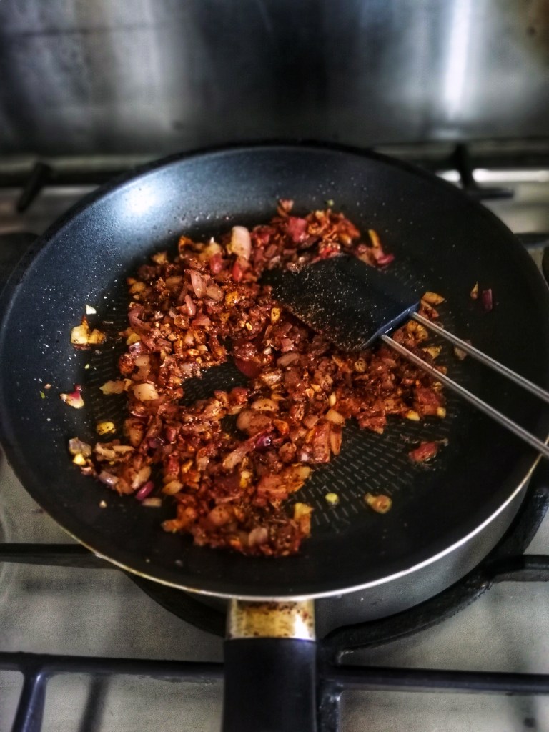Sauteing onion, garlic and spices