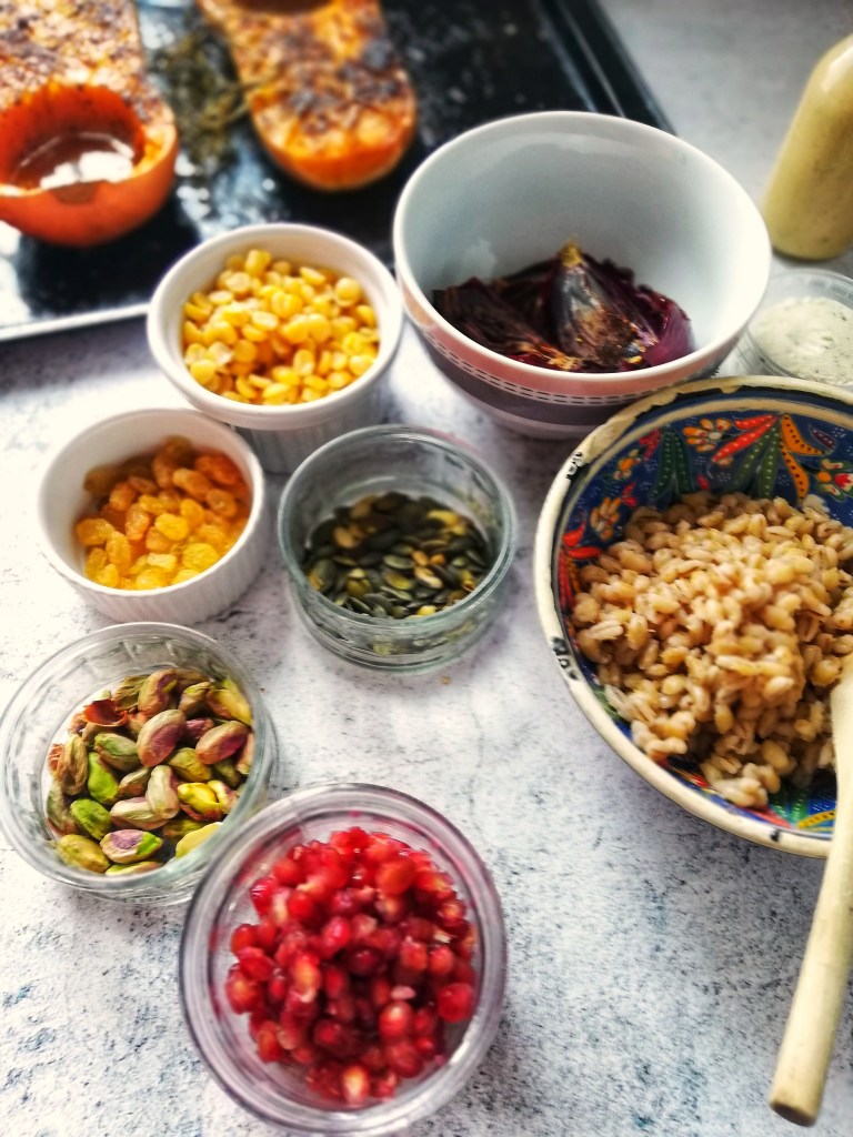 Food photography, Filling ingredients for butternut squash