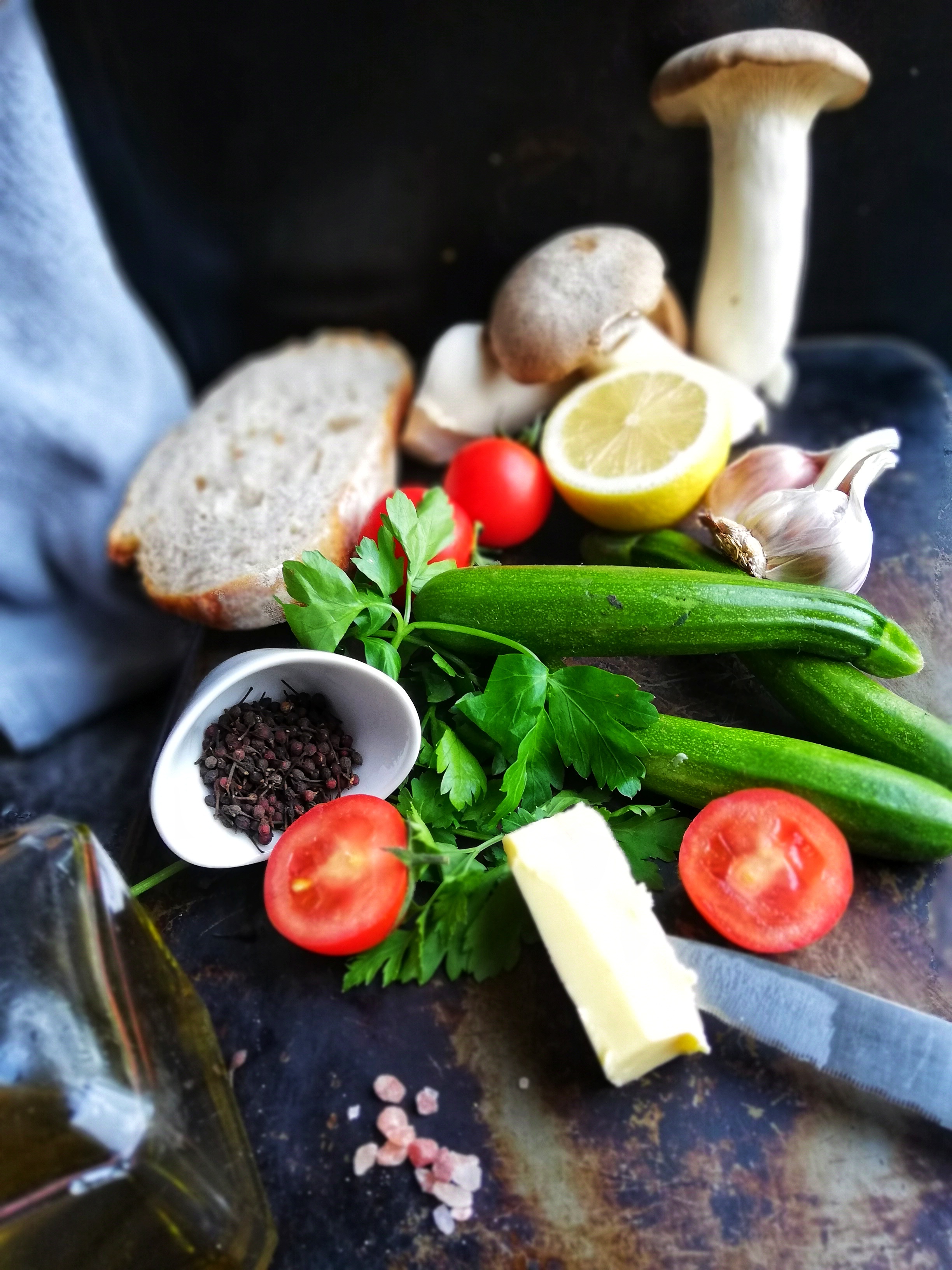 Ingredients for king oyster mushroom recipe