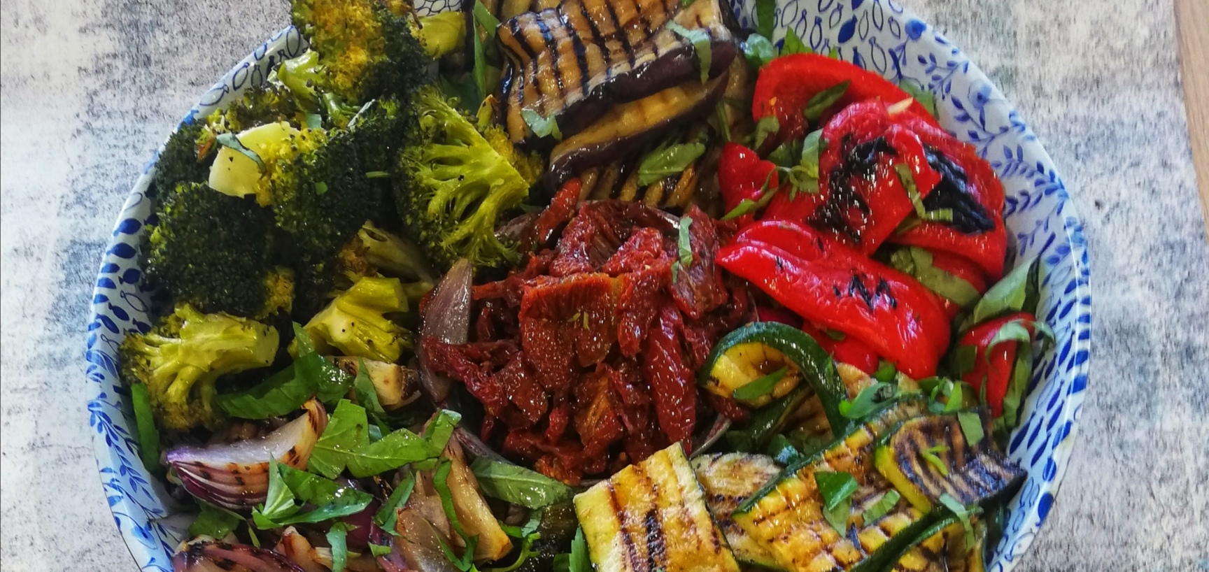 Image, Dish of colourful grilled Mediterranean vegetables