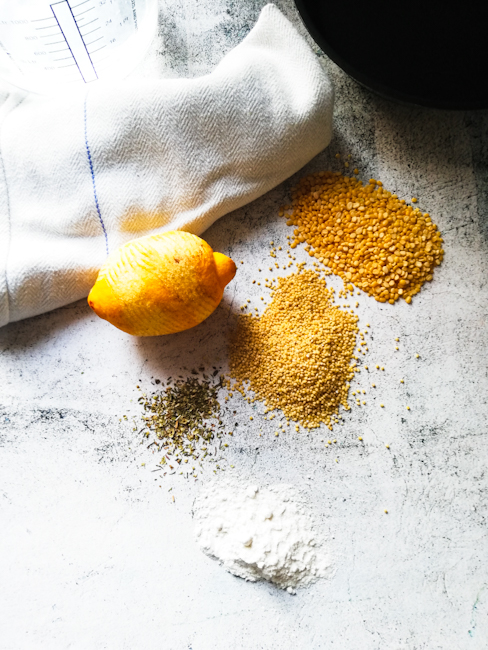 Image Ingredients for mung bean and millet flour batter
